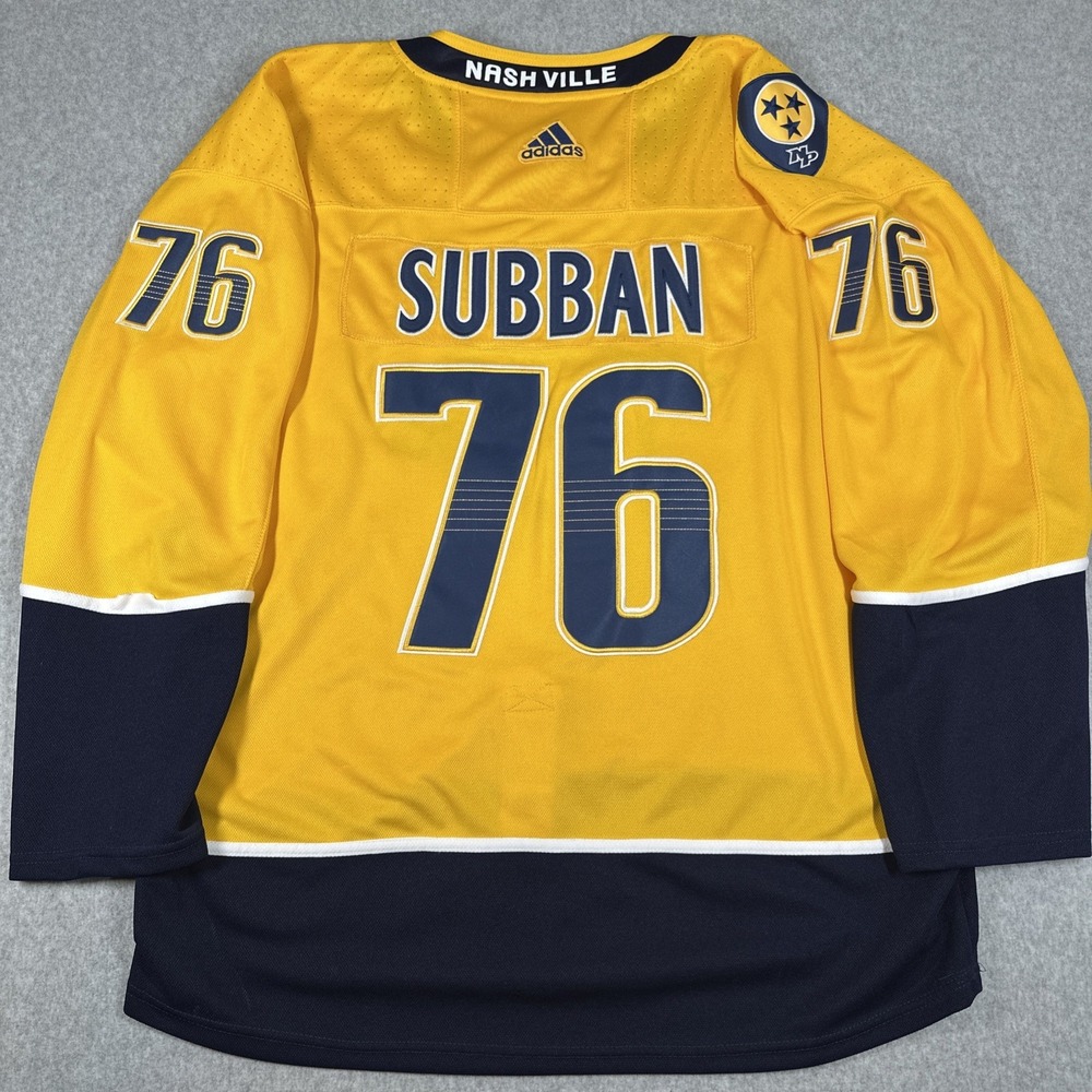 Nashville Predators P.K. Subban Adidas Home Jersey Men's Large Fight Strap